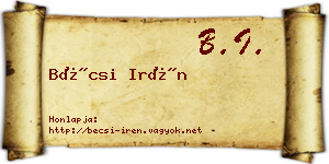 Bécsi Irén névjegykártya