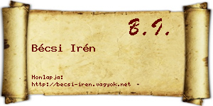 Bécsi Irén névjegykártya